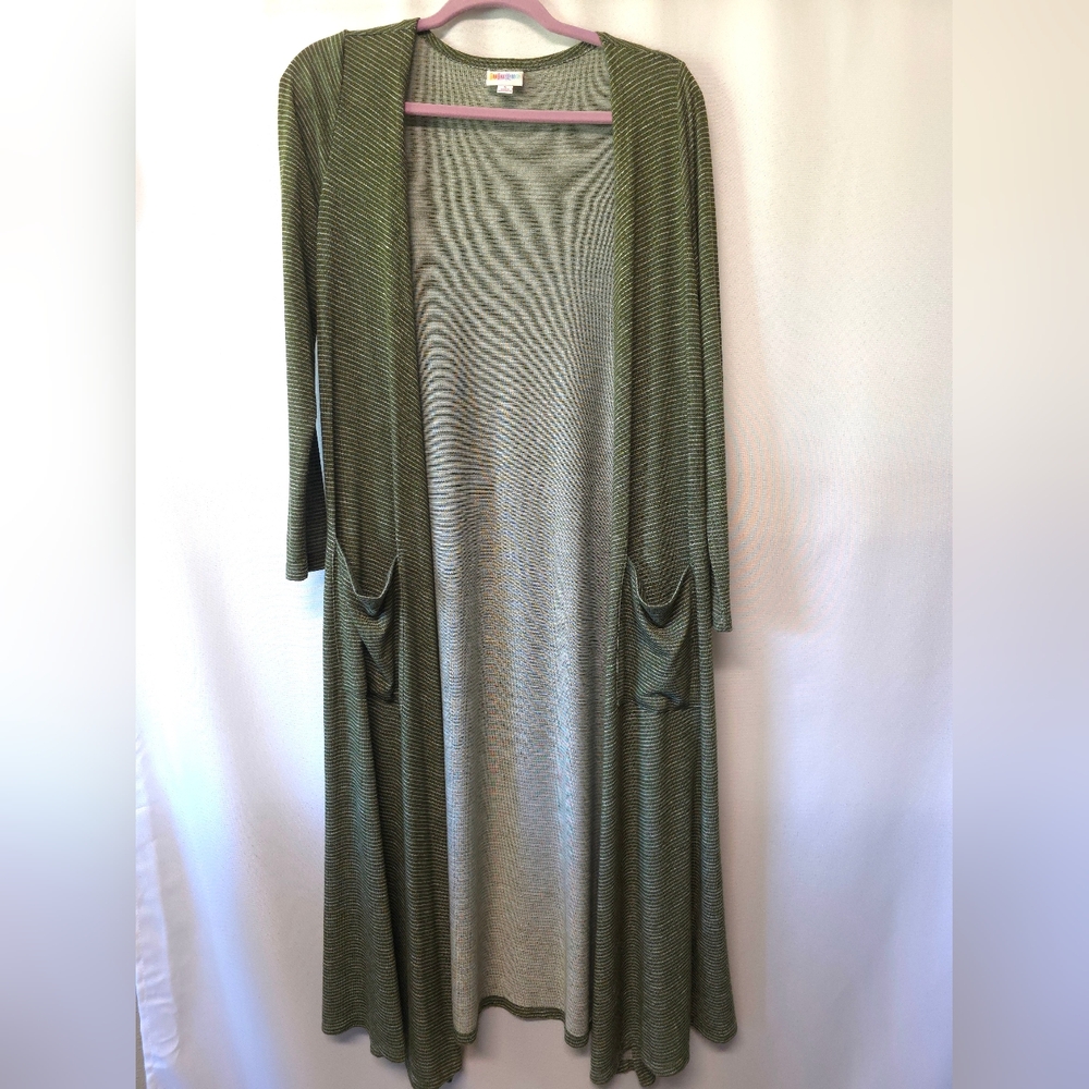 Green Striped Long Sleeve duster